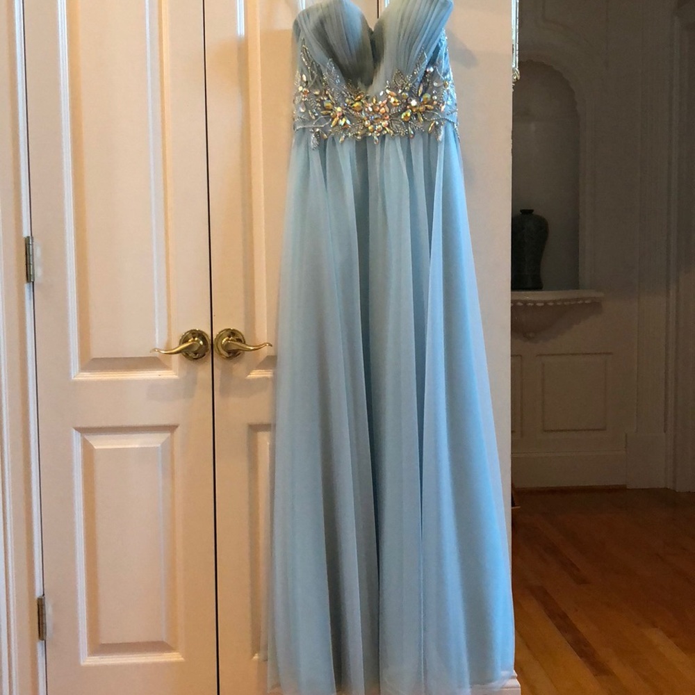 Baby blue Strapless Prom Dress